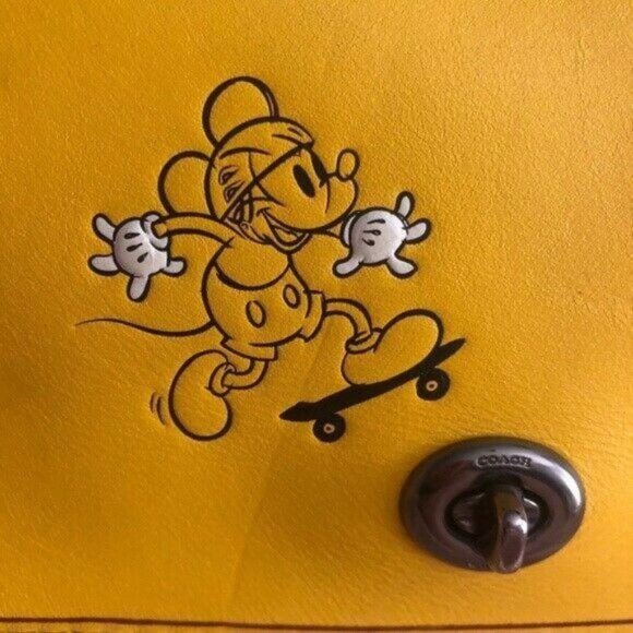 Coach Disney Mickey Mouse Skateboard Yellow Bag Crossbody Purse Rare - Picture 2 of 3
